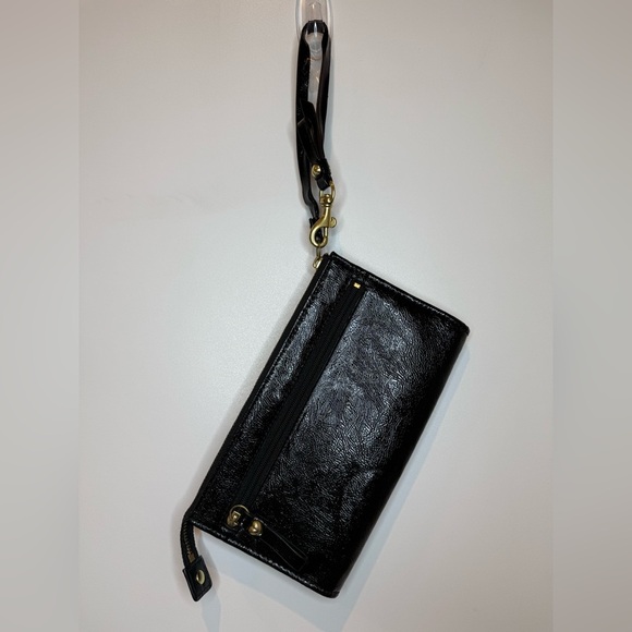 Coach Black Textured Leather Gold Poppy Wallet Wristlet Zip Around Accordion - Picture 2 of 7